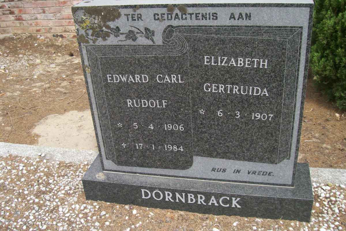 DORNBRACK Edward Carl Rudolf 1906-1984 &amp; Elizabeth Gertruida 1907-