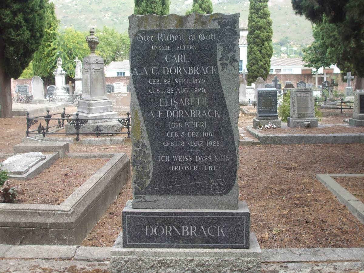 DORNBRACK Carl A.A.C. 1879-1929 &amp; Elizabeth A.F. BEIER 1881-1922