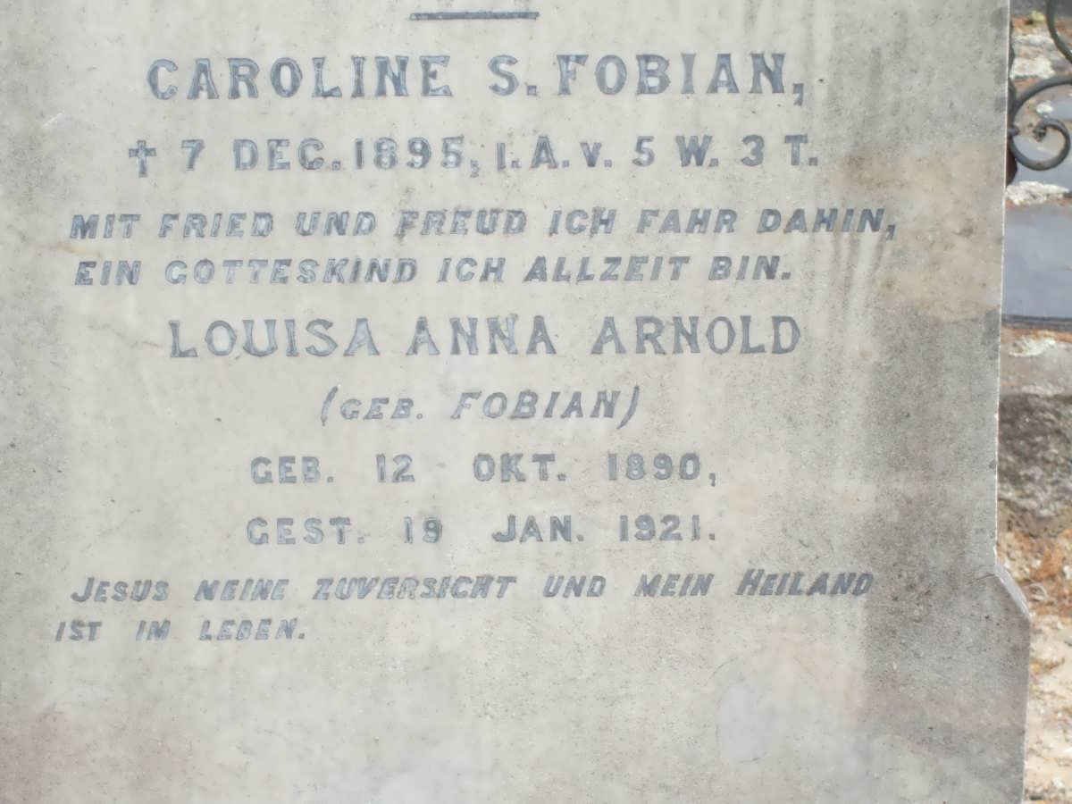 ARNOLD Louisa Anna nee FOBIAN 1890-1921