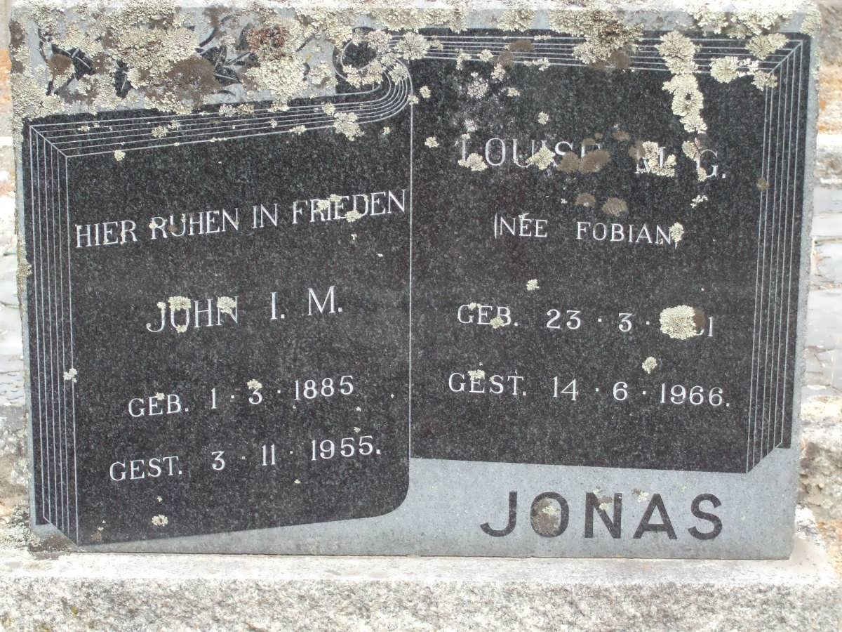 JONAS John I.M. 1885-1955 &amp; Louise M.G. FOBIAN 1??1-1966