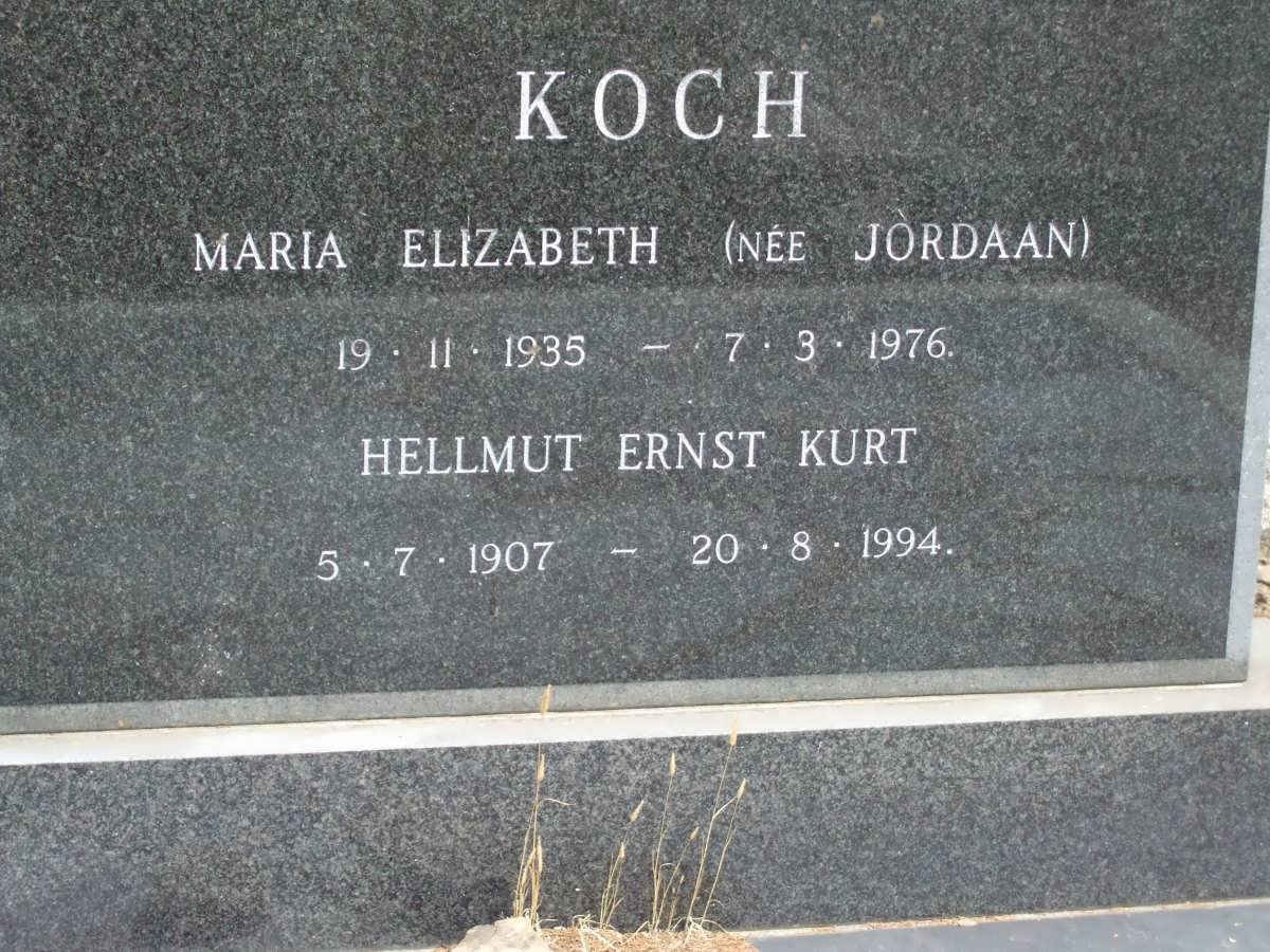 KOCH Hellmut Ernst Kurt 1907-1994 &amp; Maria Elizabeth JORDAAN 1935-1976