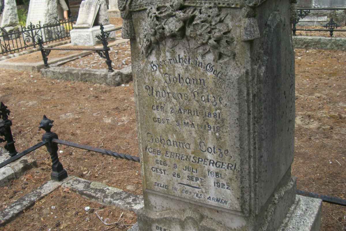 LOTZE Johann Andreas 1881-1918 &amp; Johanna EHRENSPERGER 1881-1922