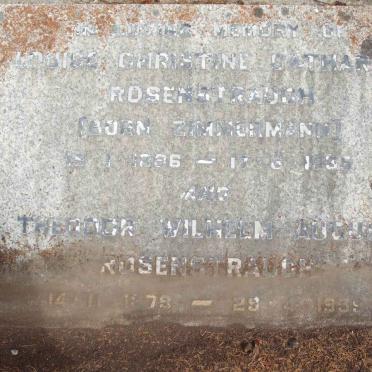 ROSENSTRAUCH Theodor Wilhelm August 1879-1939 &amp; Louise Christine Catherine ZIMMERMANN 1886-1935
