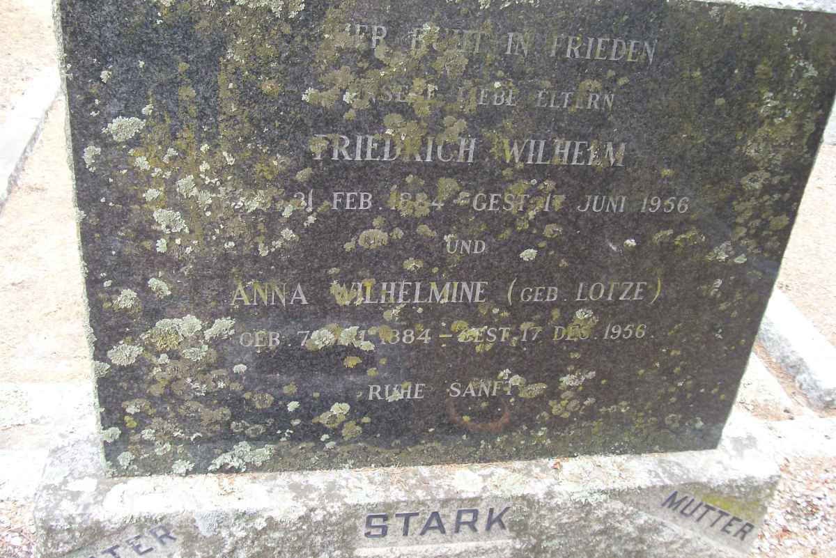 STARK Friedrich Wilhelm 1884-1956 &amp; Anna Wilhelmina LOTZE 1884-1956
