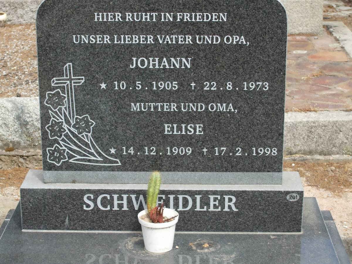 SCHWEIDLER Johann 1905-1973 &amp; Elise 1909-1998