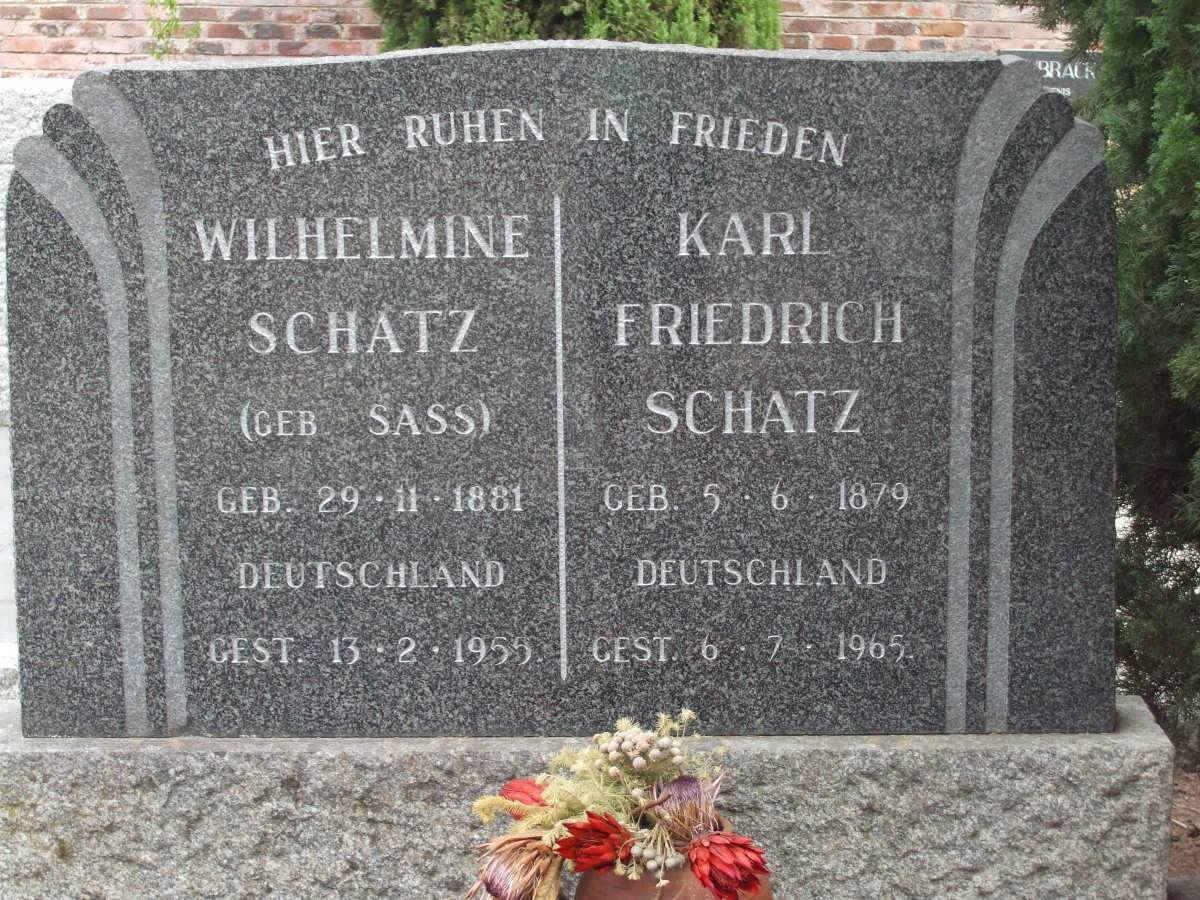SCHATZ Karl Friedrich 1879-1965 &amp; Wilhelmina SASS 1881-1955