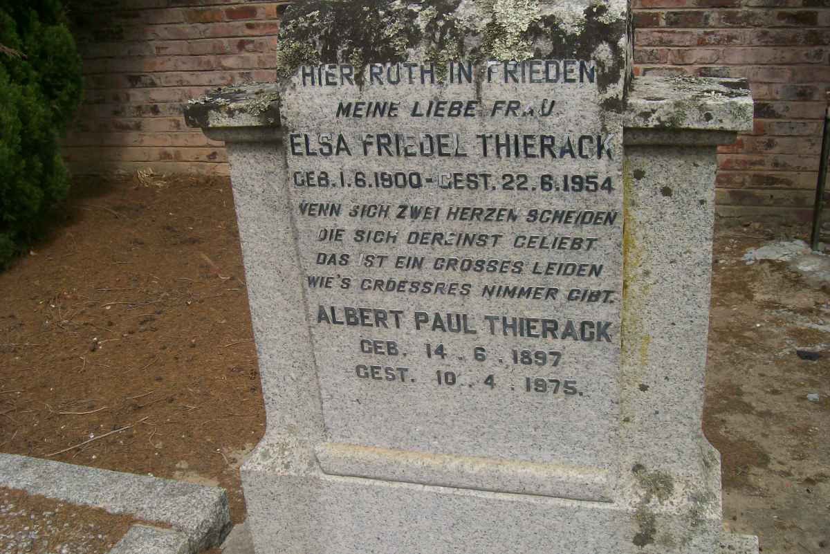 THIERACK Albert Paul 1897-1975 &amp; Elsa Friedel 1900-1954