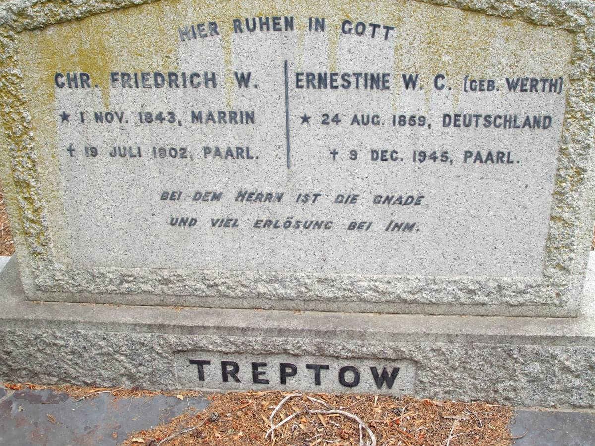TREPTOW C.Friedrich W. 1843-1902 &amp; Ernestine W.C. WERTH 1859-1945