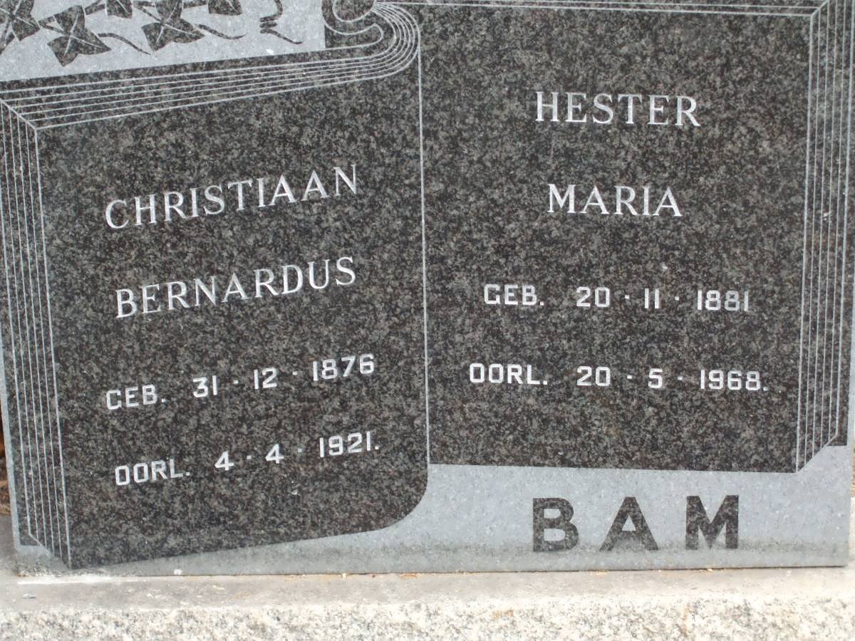 BAM Christiaan Bernardus 1876-1921 &amp; Hester Maria 1881-1968