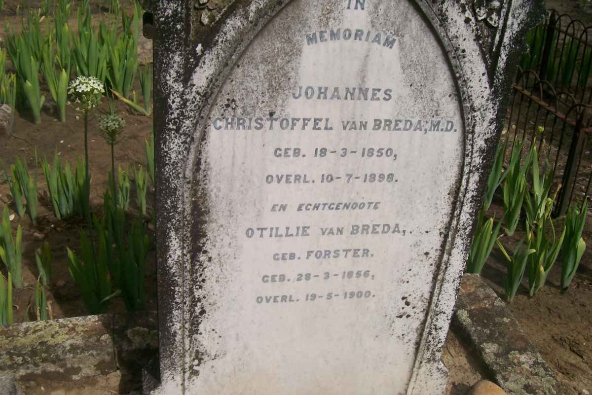 BREDA Johannes Christoffel, van 1850-1898 &amp; Otillie FORSTER 1856-1900