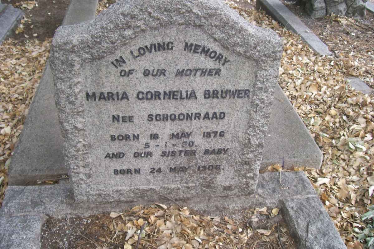 BRUWER Maria Cornelia nee SCHOONRAAD 187-1950 :: BRUWER Baby 1906-