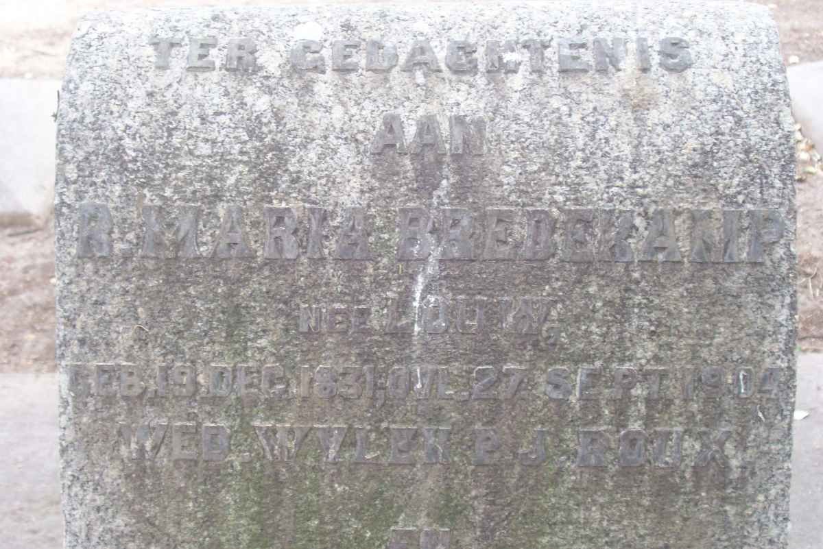 BREDEKAMP R. Maria formerly ROUX nee LOUW 1831-1904