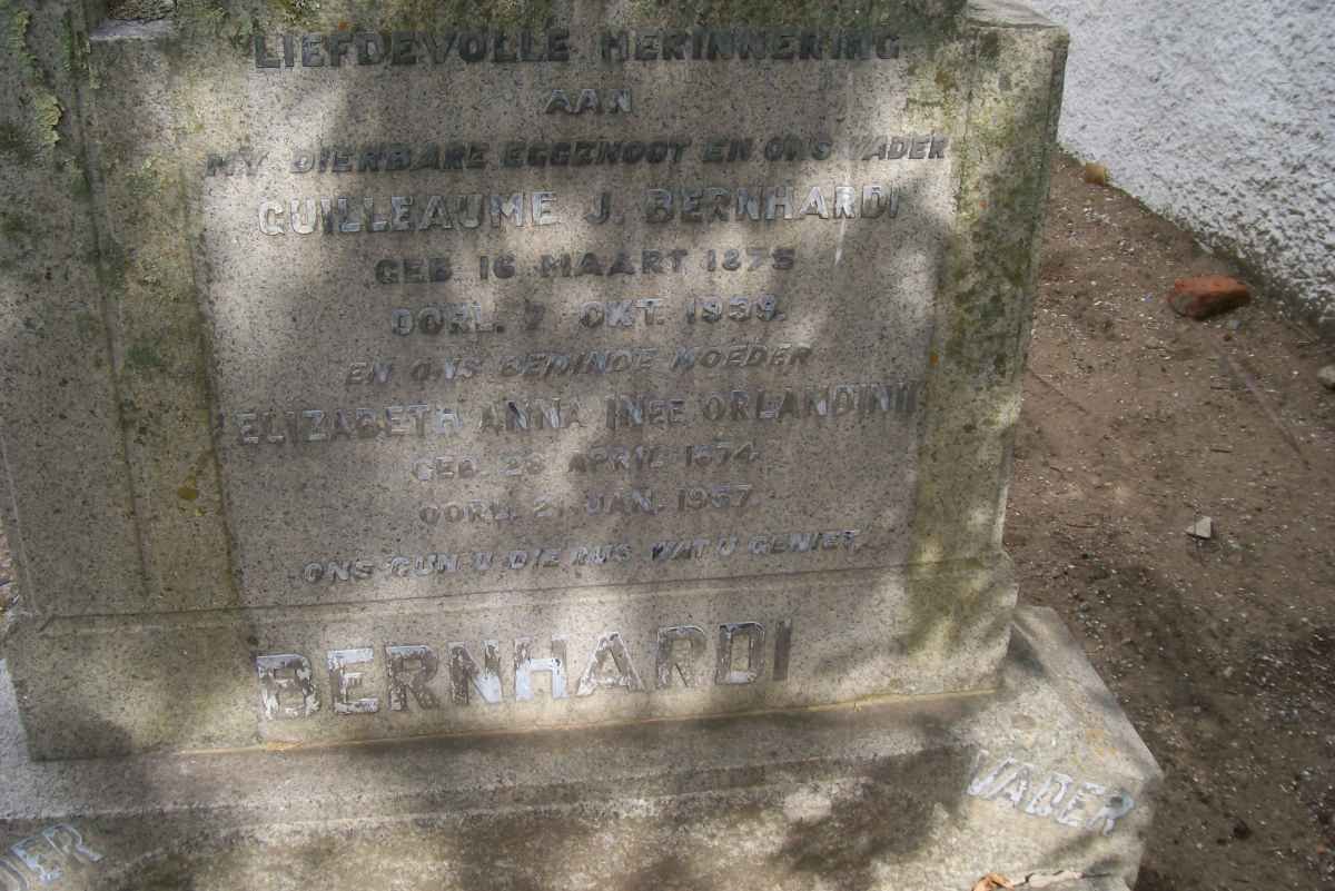 BERHARDI Guilleaume J. 1875-1939 &amp; Elizabeth Anna ORLANDINI 1874-1957