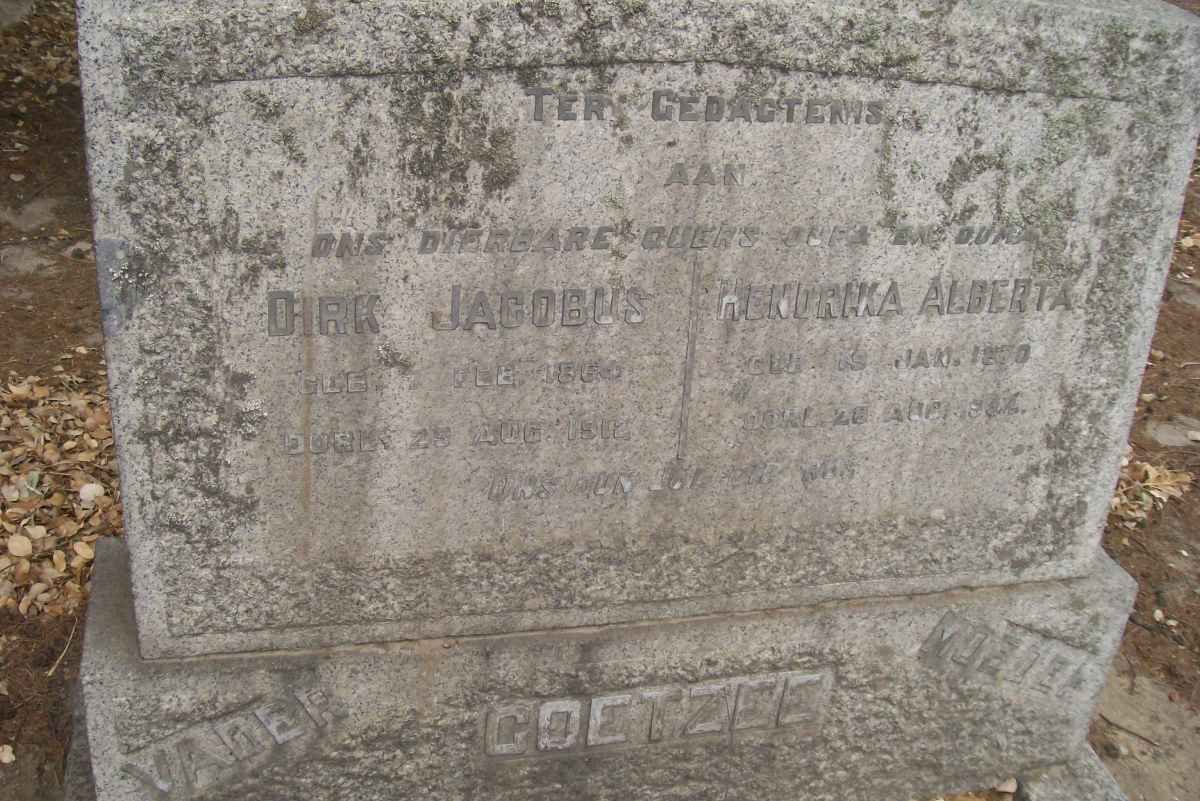 COETZEE Dirk Jacobus 1864-1912 &amp; Hendrika Alberta 1870-1894