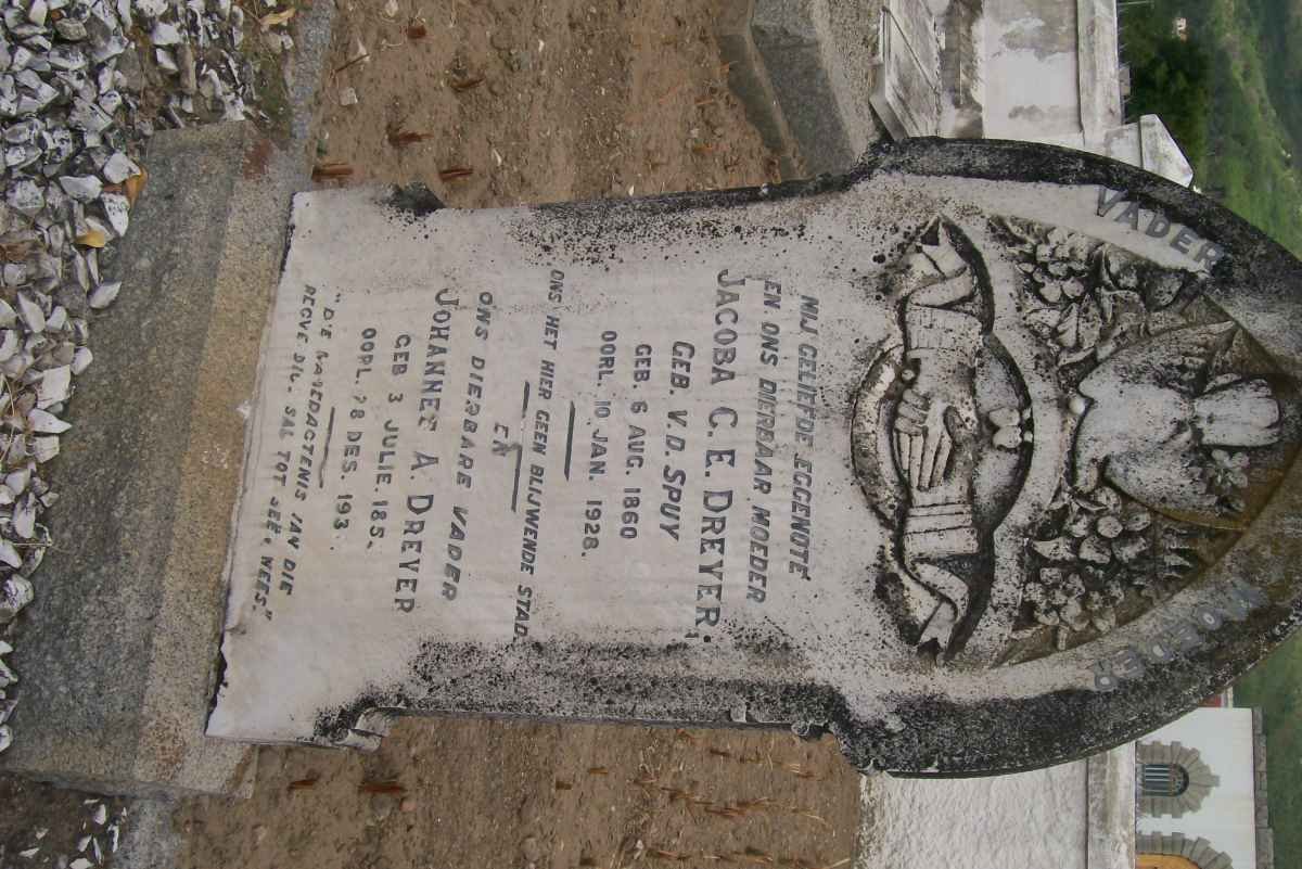DREYER Johannes A. 185?-193? &amp; Jacoba C.E. V.D. SPUY 1860-1928