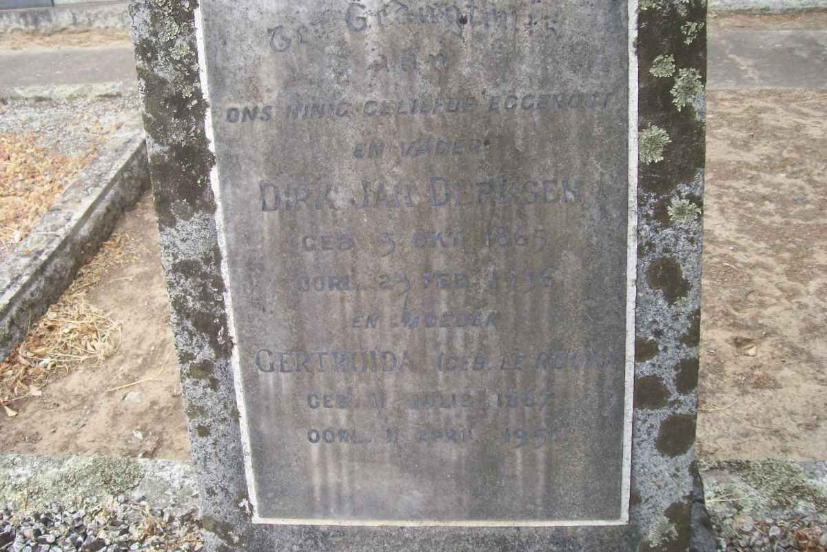 DERKSEN Dirk Jan 1865-1956 &amp; Gertruida LE ROUX 1867-1954