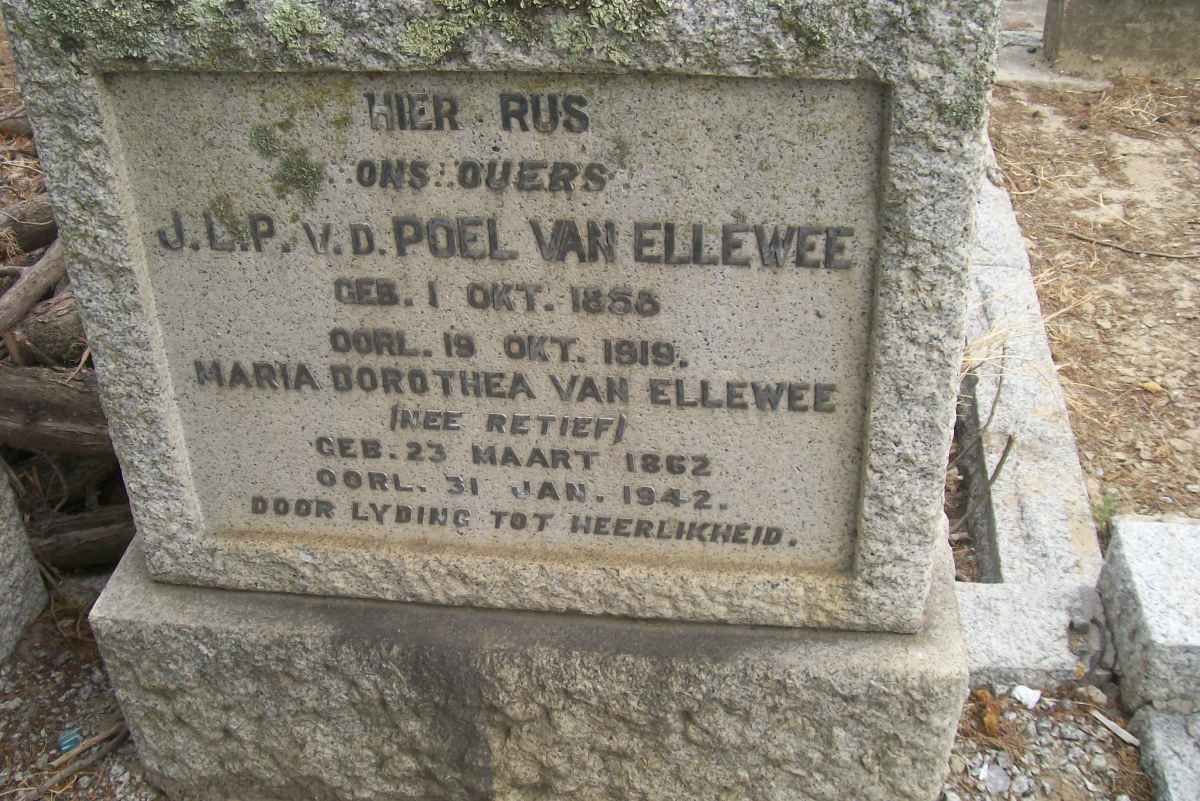 ELLEWEE J.L.P. v.d. Poel, van 1853-1919 &amp; Maria Dorothea RETIEF 1862-1942