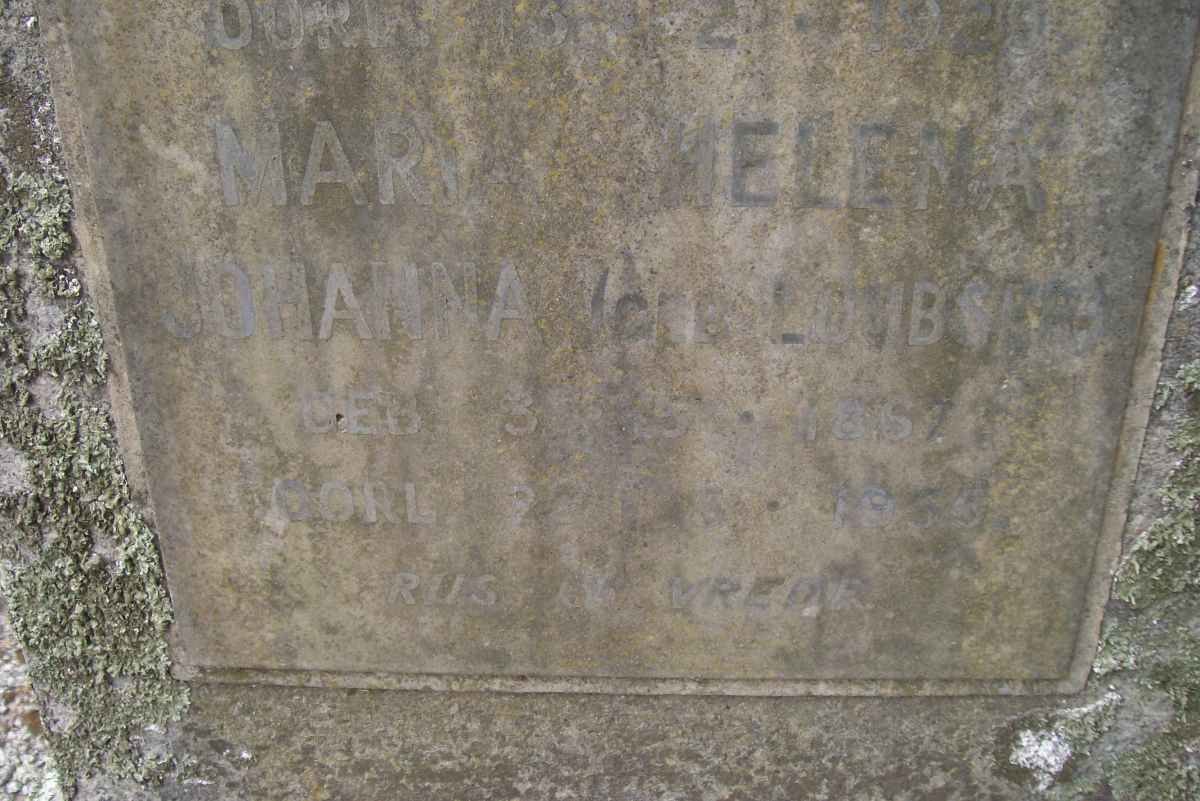 GROBBELAAR Maria Helena Johanna nee LOMBAARD 1867-1935