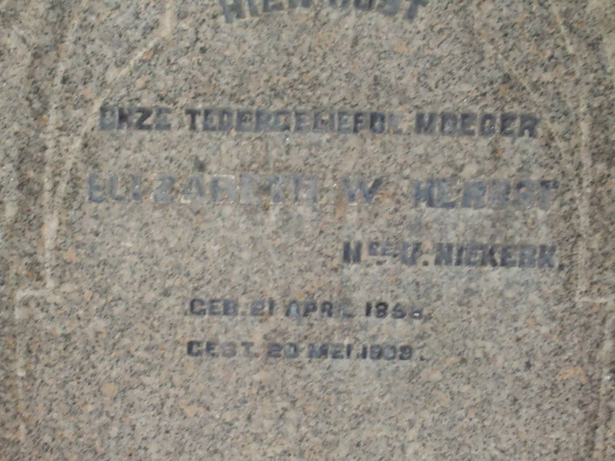HERBST Elizabeth W. nee V. NIEKERK 1858-1909