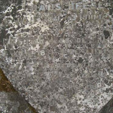 HEESE Hans 1871-1924 &amp; Hester DE VILLIERS 1871-1947