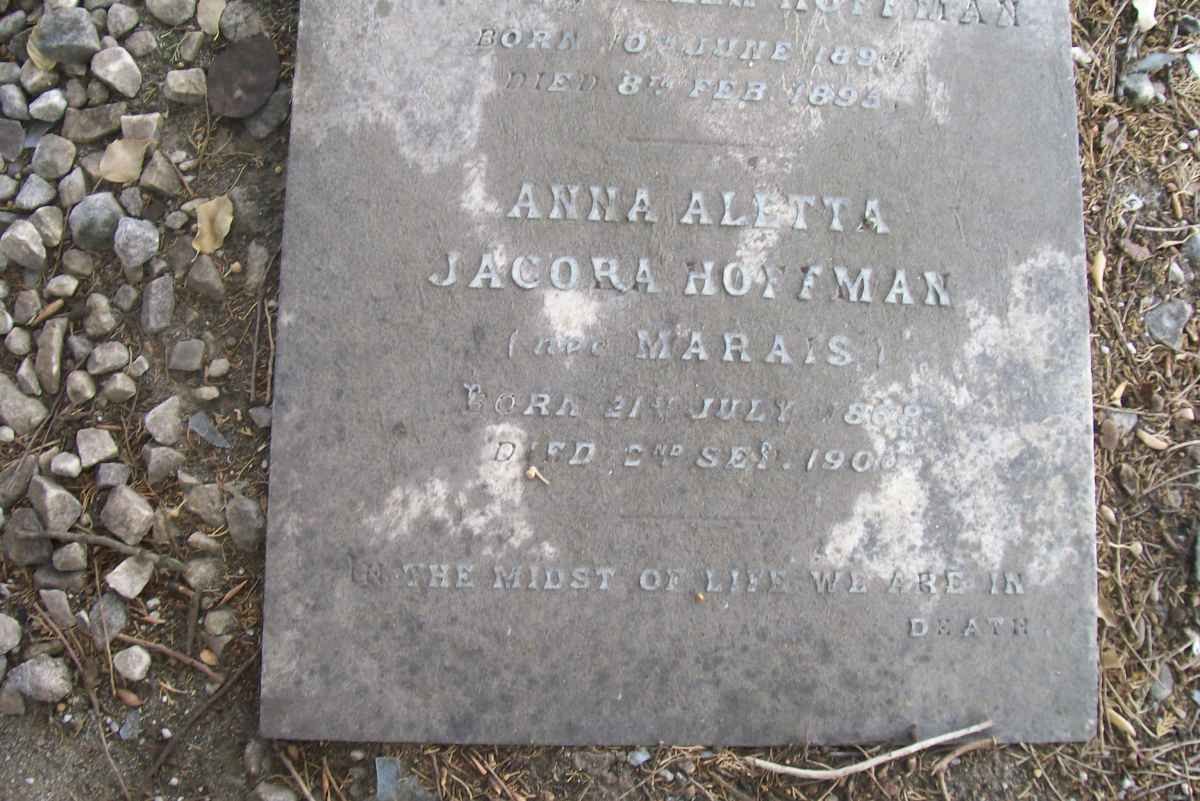 HOFFMAN Anna Aletta Jacoba nee MARAIS 1888-190?