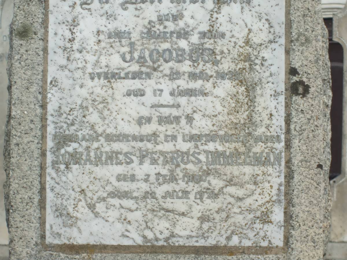 IMMELMAN Johannes Petrus 1860-1931 :: IMMELMAN Jacobus -192?