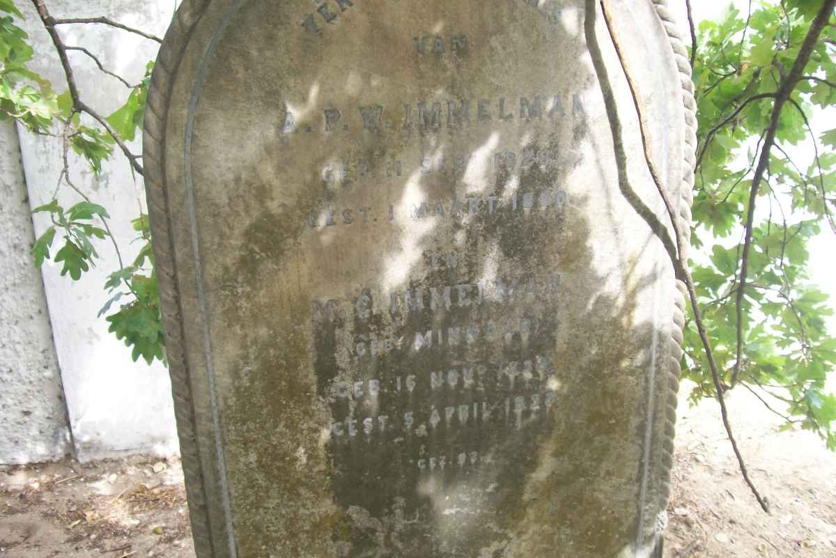 IMMELMAN A.P.W. 1828-1890 &amp; M.G. MINNAAR 1833-1923