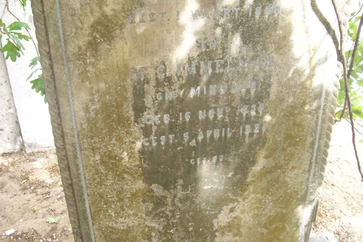 IMMELMAN  M.G. nee MINNAAR 1833-1923 
