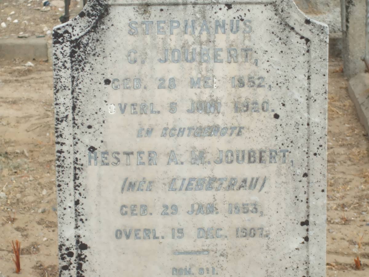 JOUBERT Stephanus G. 1852-1920 &amp; Hester A.M. LIEBETRAU 1856-1907