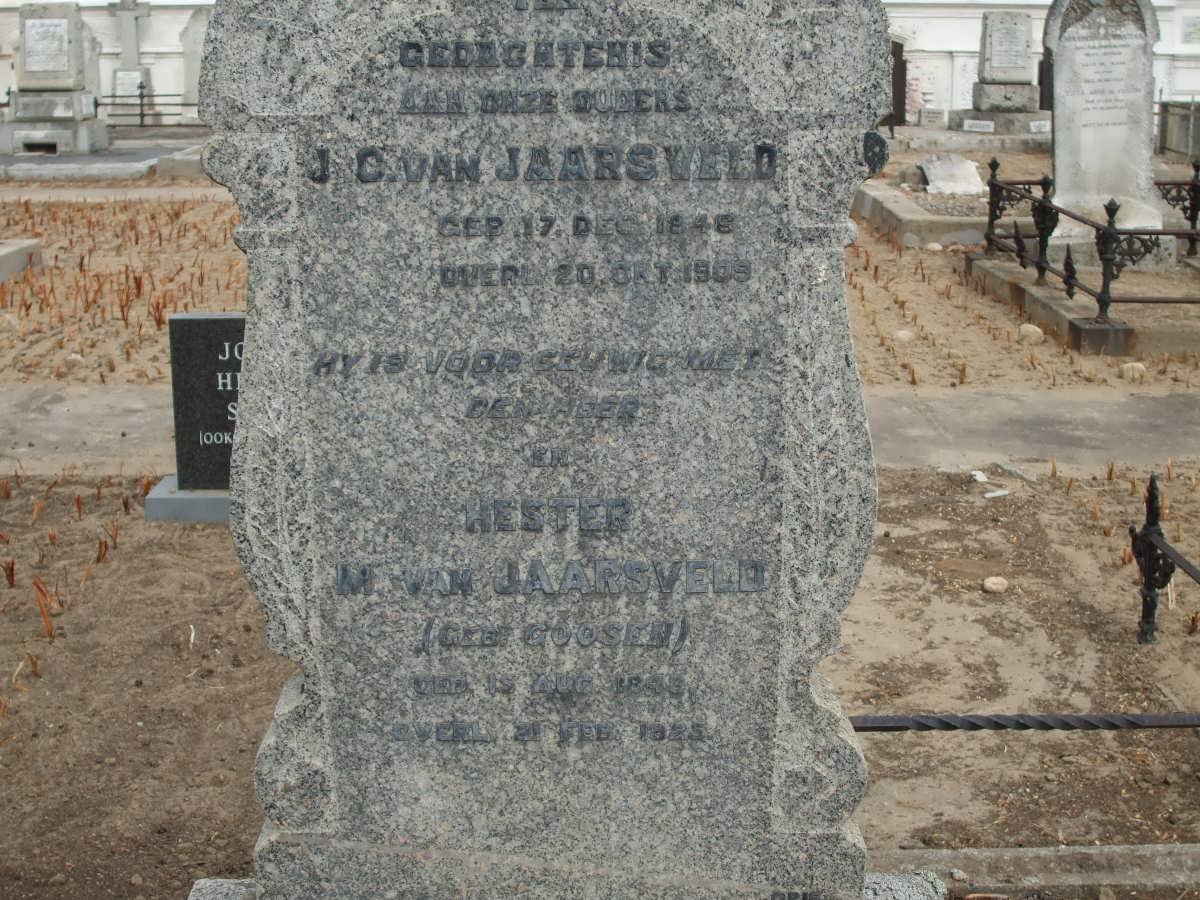 JAARSVELD J. C., van 1846-1909 &amp; Hester M. GOOSEN 1848-1925