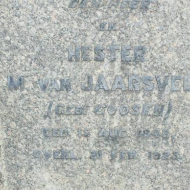 JAARSVELD J. C., van 1846-1909 &amp; Hester M. GOOSEN 1848-1925 