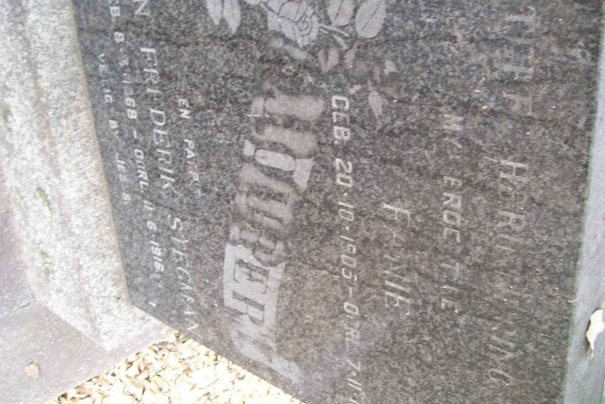 JOUBERT Johan Frederik Stegman 1868-1916 :: JOUBERT Fanie 1906-1914