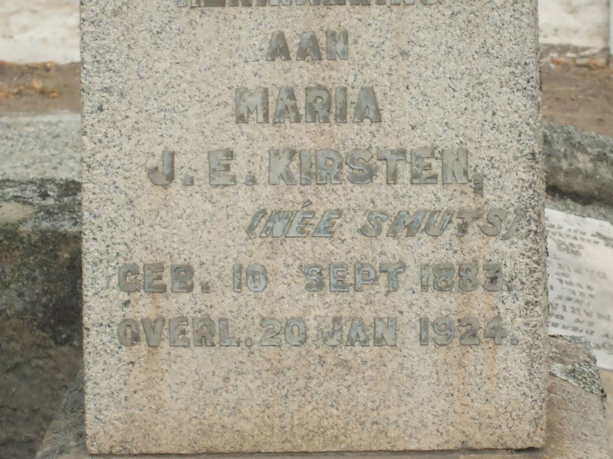 KIRSTEN Maria J.E. nee SMUTS 1883-1924