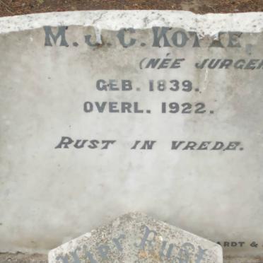 KOTZE M.J.C. nee JURGENS 1839-1922