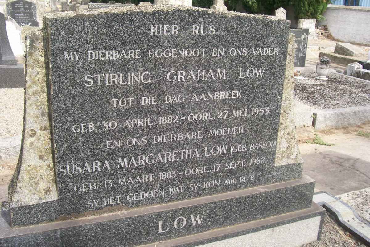 LOW Stirling Graham 1882-1953 &amp; Susara Margaretha BASSON 1883-1962