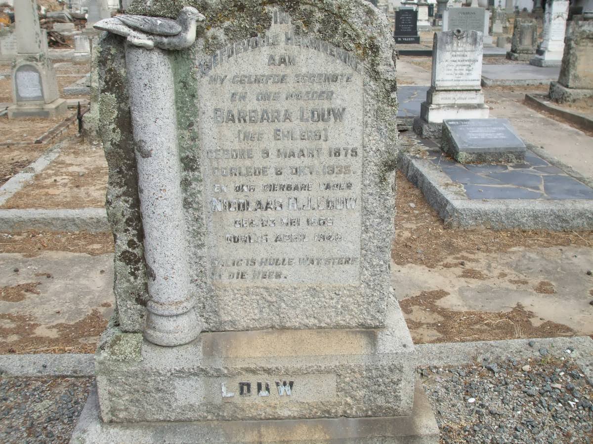 LOUW Nicolaas H.J. 1869-1946 &amp; Barbara EHLERS 1875-1935
