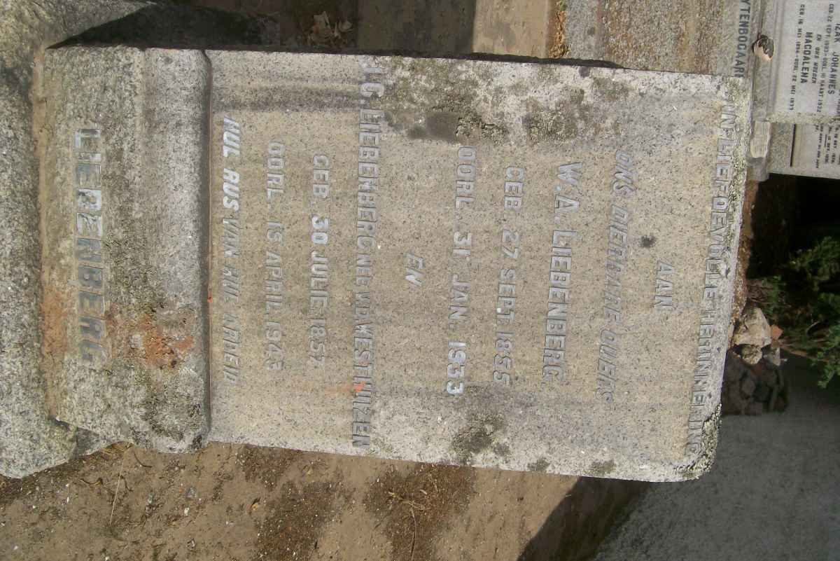 LIEBENBERG W.A. 1855-1933 &amp; J.G. V.D. WESTHUIZEN 1857-1943