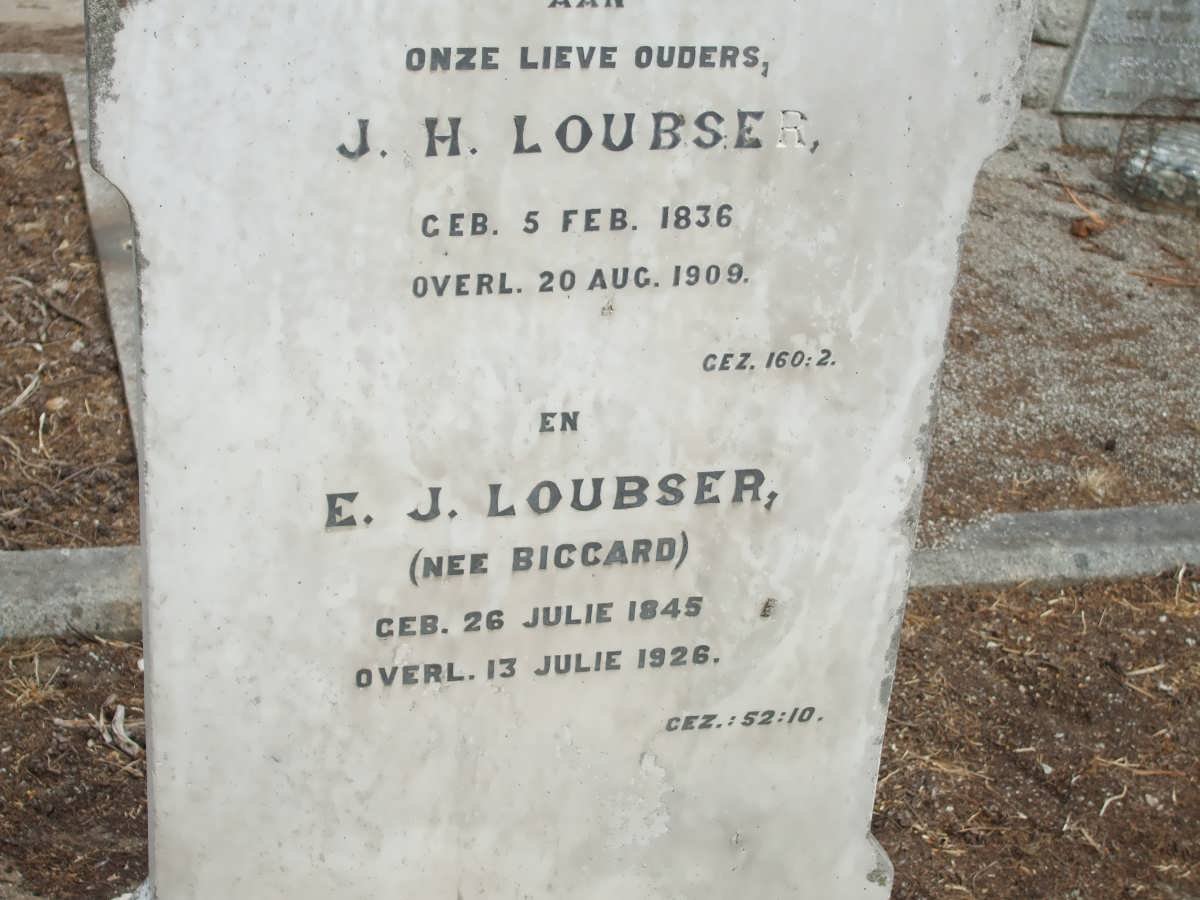 LOUBSER J.H. 1836-1909 &amp; E.J. BICCARD 1845-1926