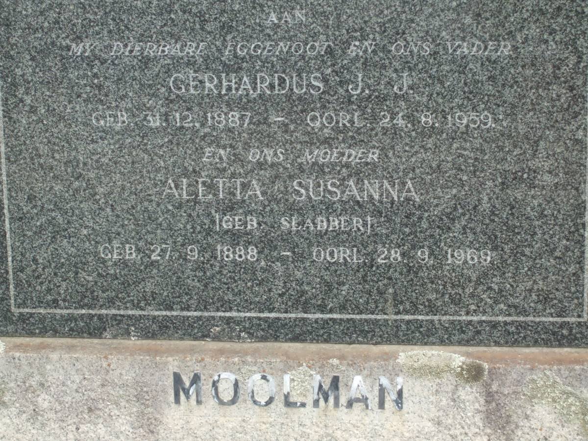 MOOLMAN Gerhardus J.J. 1887-1959 &amp; Aletta Susanna SLABBER 1888-1969