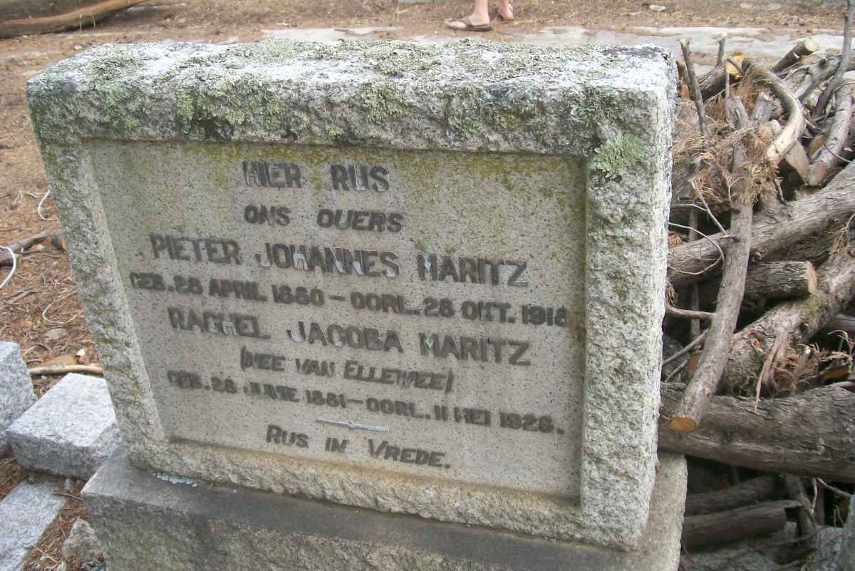 MARITZ Pieter Johannes 1880-1918 &amp; Rachel Jacoba VAN ELLERWEE 1881-1928