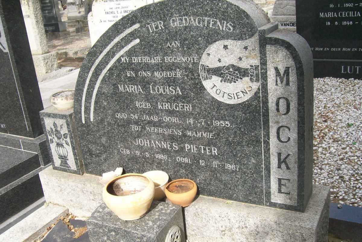 MOCKE Johannes Pieter 1898-1967 &amp; Maria Louisa KRUGER -1955