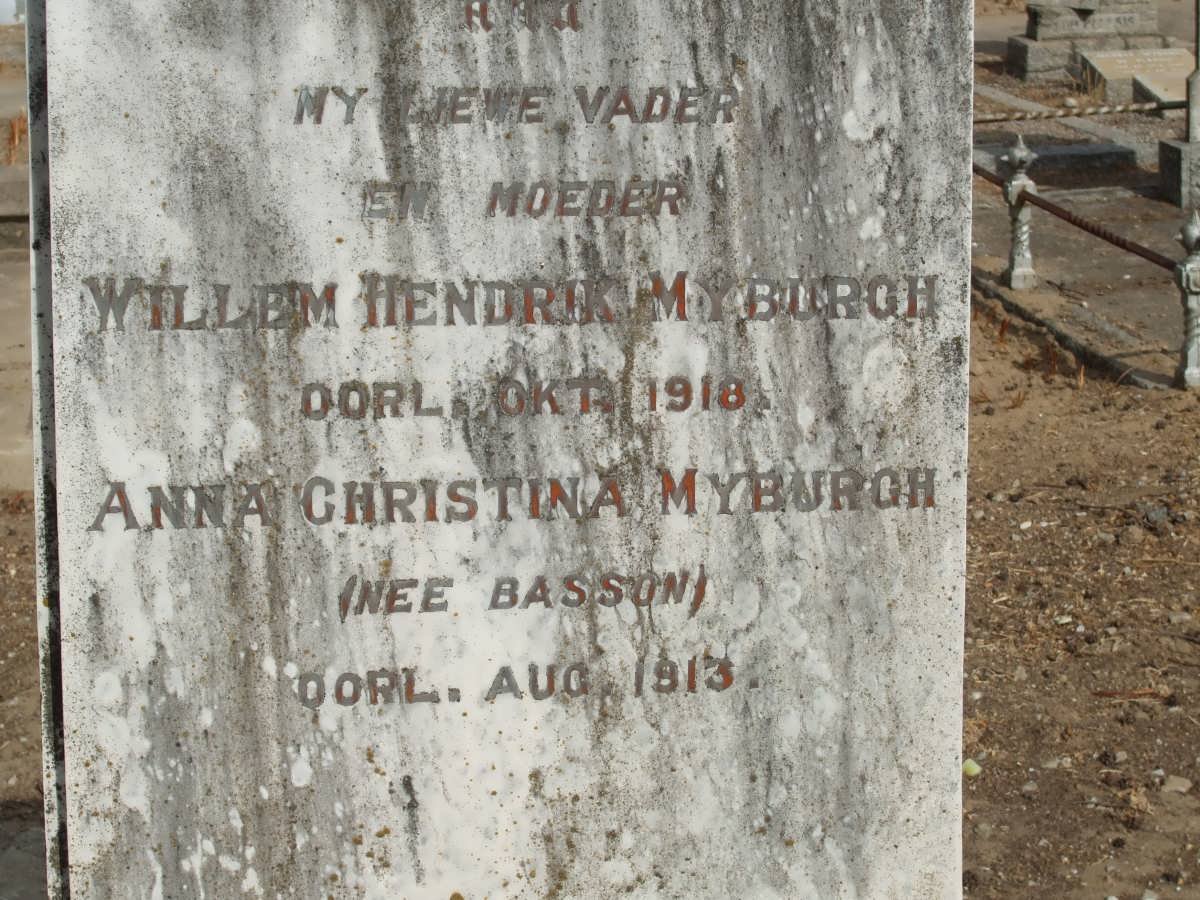 MYBURGH Willem Hendrik  -1918 &amp; Anna Christina BASSON  -1913