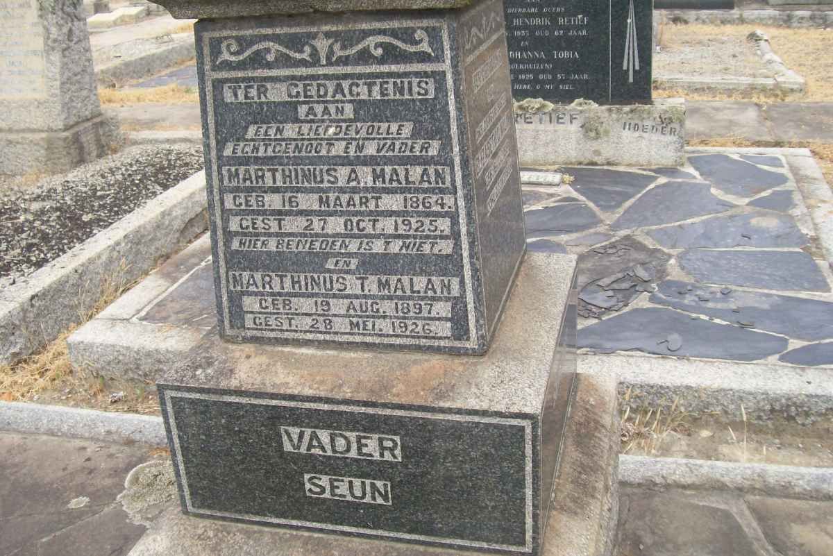 MALAN Marthinus A. 1864-1925 :: MALAN Marthinus T. 1897-1926