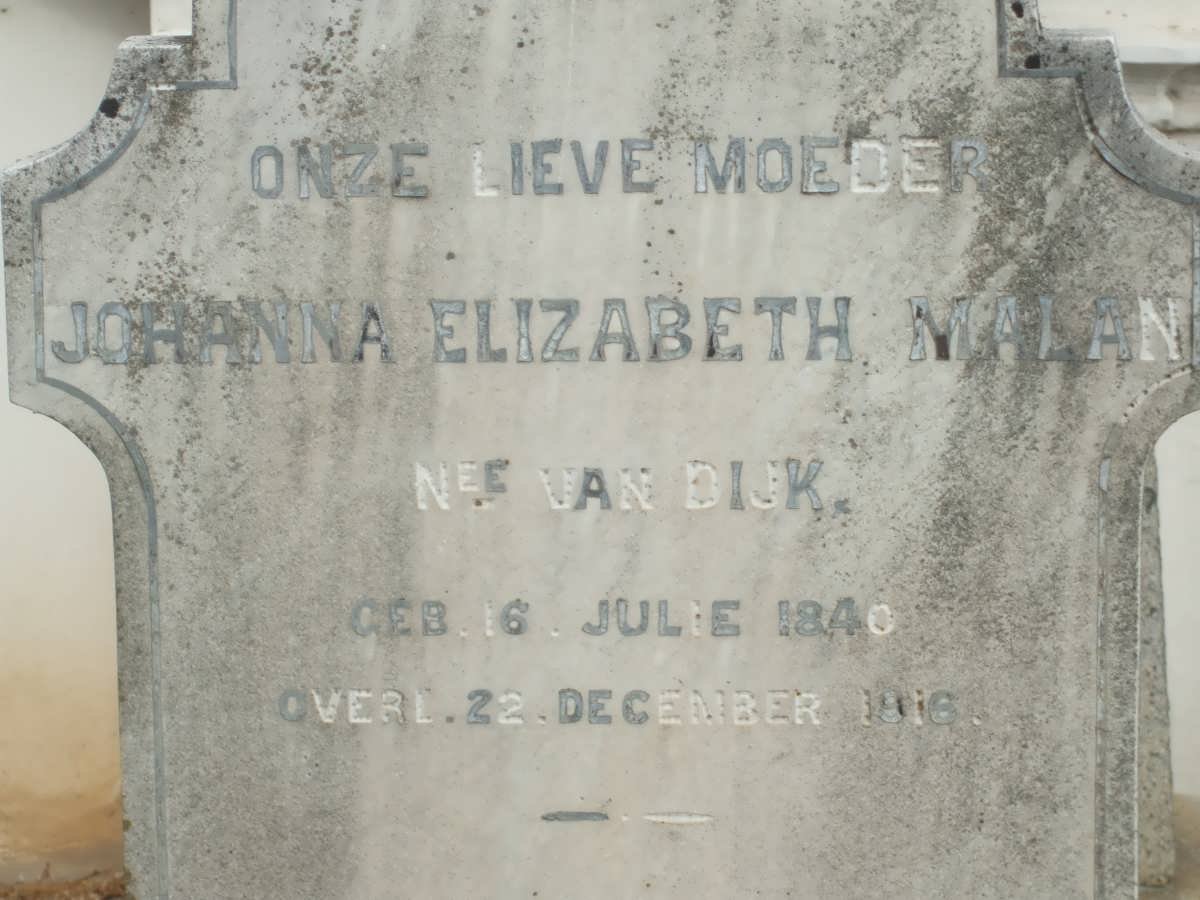 MALAN Johanna Elizabeth VAN DIJK 1840-1916
