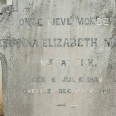 MALAN Johanna Elizabeth VAN DIJK 1840-1916