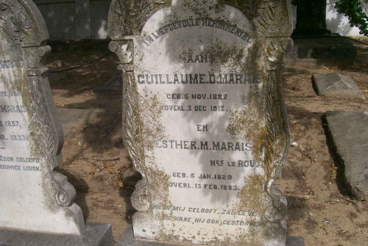 MARAIS Guillaume D. 1822-1913 &amp; Esther M. LE ROUX 1829-1883