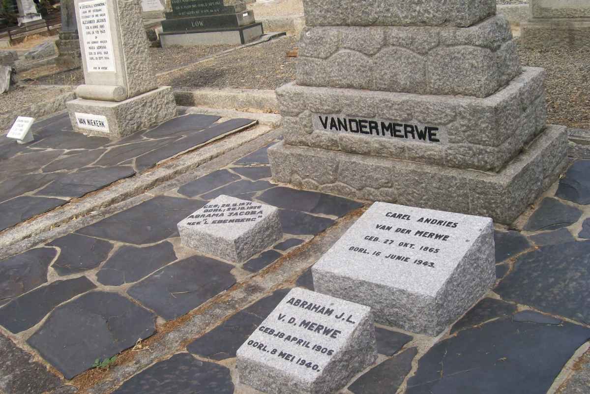 MERWE Carel Andries, van der 1865-1943 &amp; Abrama Jacoba LIEBENBERG 1871-1936 :: V.D. MERWE Abraham J.L. 1905-1940