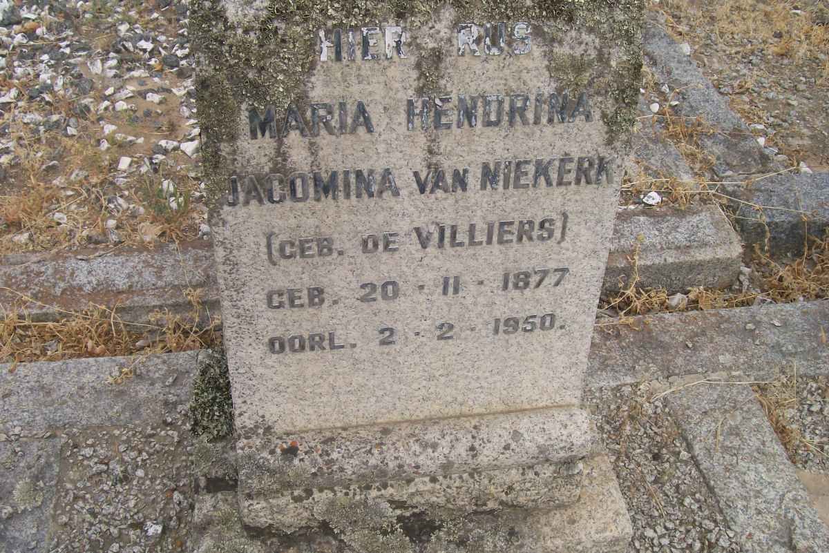 NIEKERK Maria Hendrina Jacomina, van nee DE VILLIERS 1877-1950