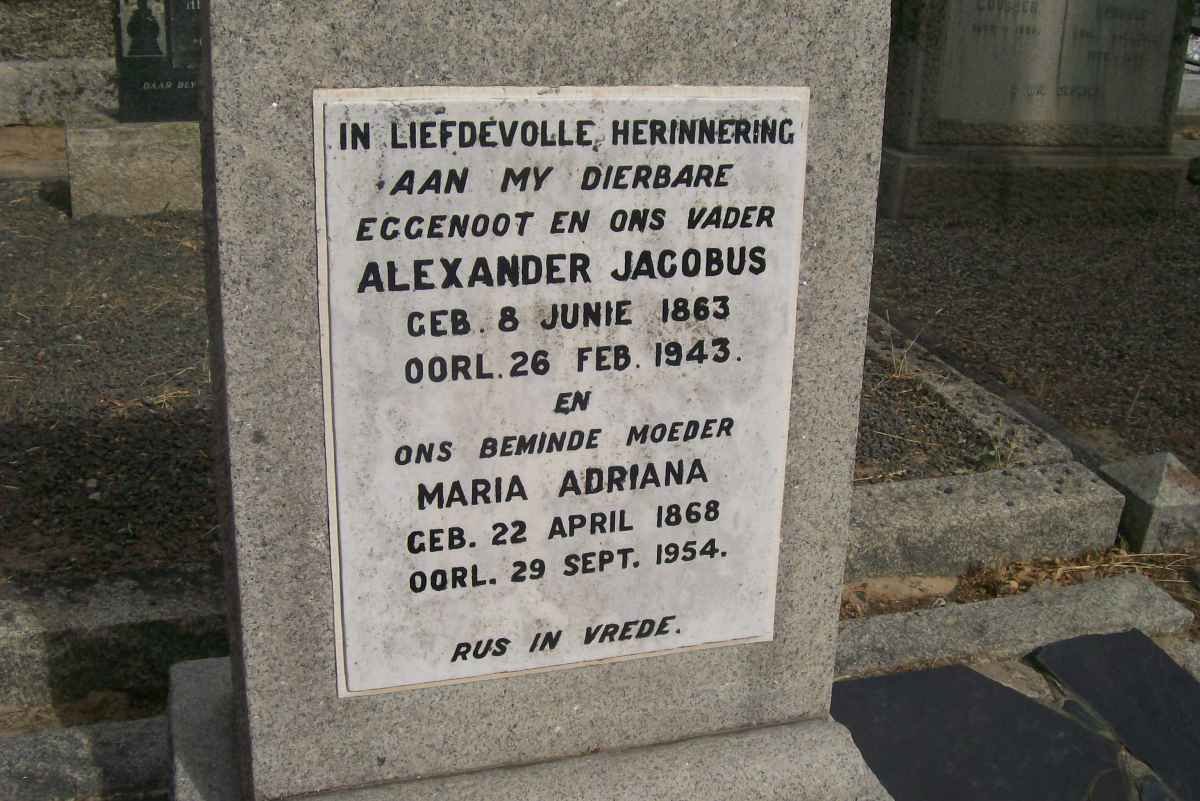 NIEKERK Alexander Jacobus, van 1863-1943 &amp; Maria Adriana 1868-1954