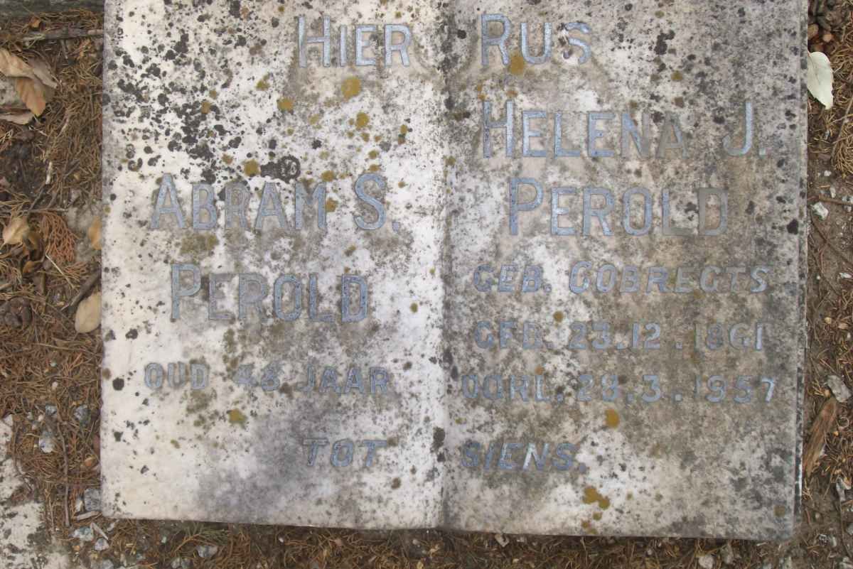 PEROLD Abram S. &amp; Helena J. GOBREGTS 1861-1957